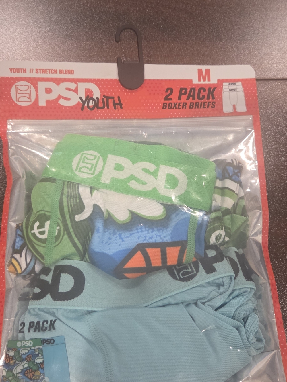 PSD 2 Pack Boxer Briefs Boys Medium Blue & Green Opened Package/New Product